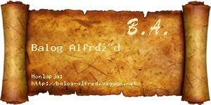 Balog Alfréd névjegykártya